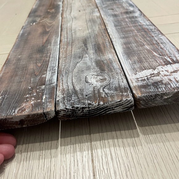 Large Rustic Wood Serving Board Tray Centerpiece-Distressed Torched White - Picture 9 of 11